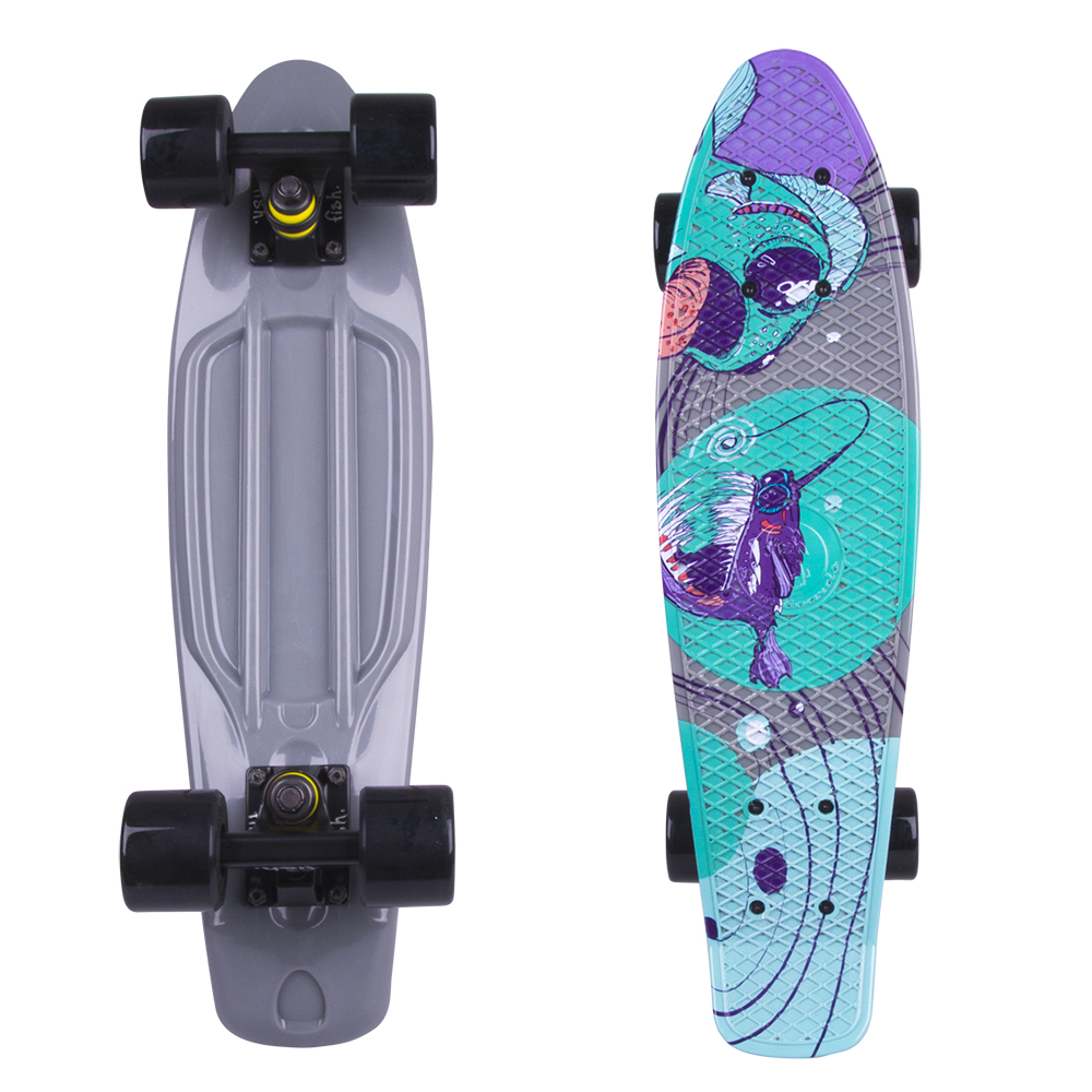 Penny board Fish Print 22"  Black Fish